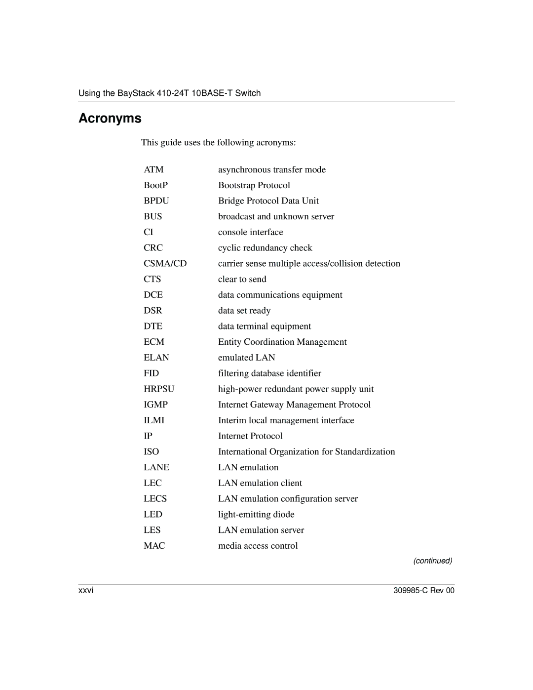 Nortel Networks 10BASE-T manual Acronyms 