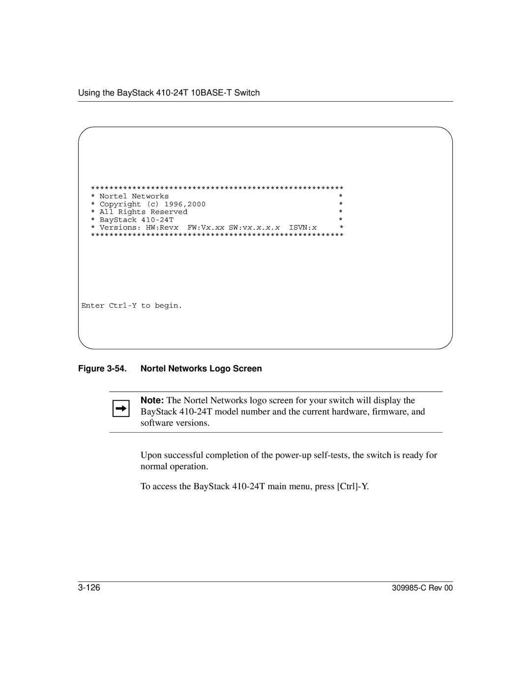 Nortel Networks 10BASE-T manual Nortel Networks Logo Screen 