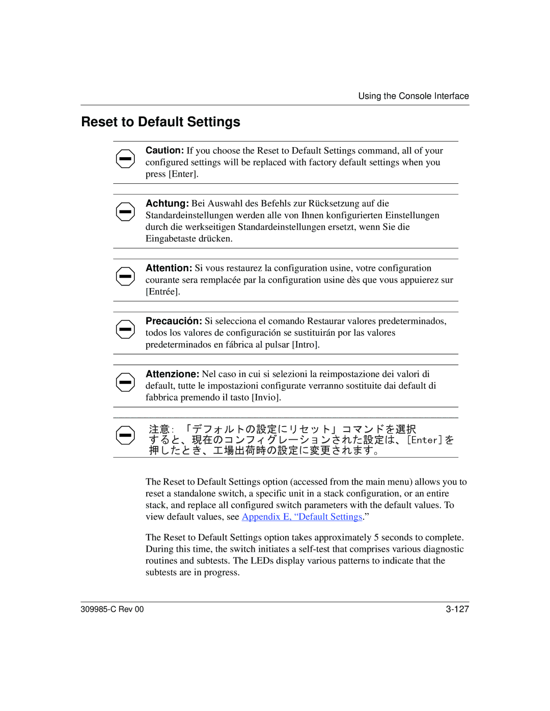 Nortel Networks 10BASE-T manual Reset to Default Settings 