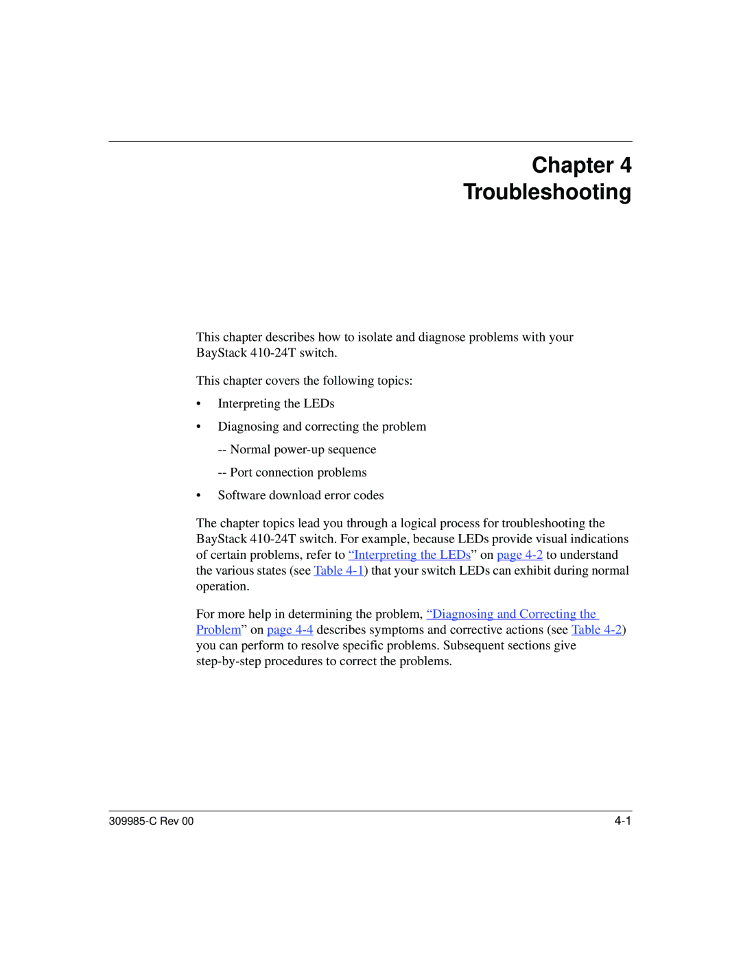 Nortel Networks 10BASE-T manual Chapter Troubleshooting 