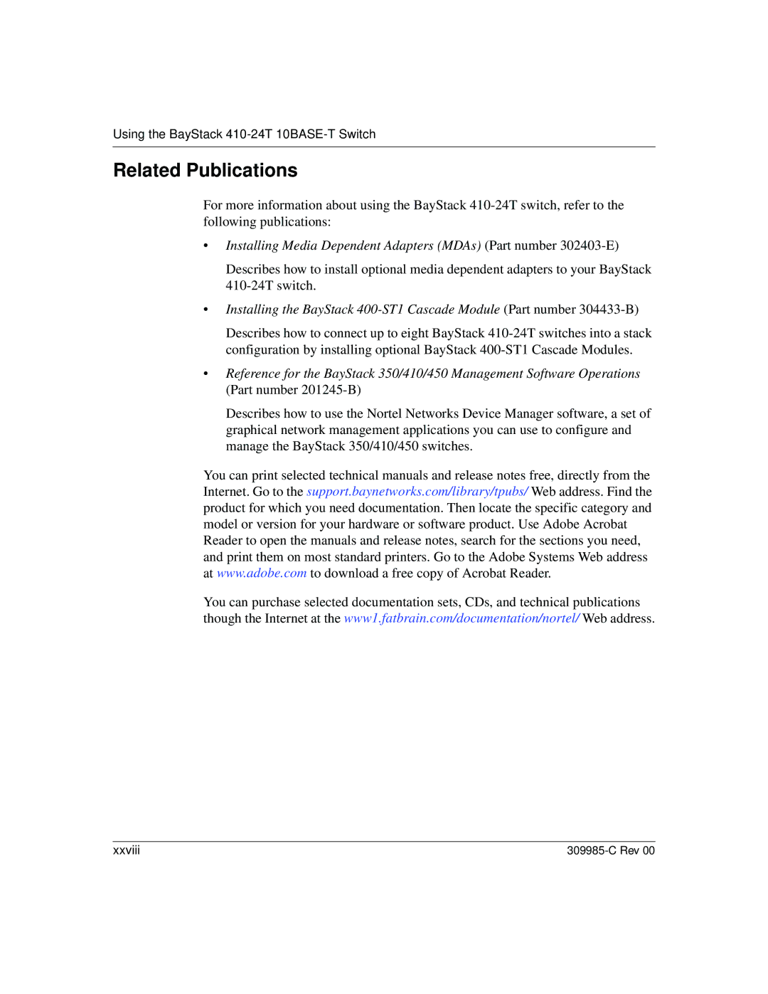 Nortel Networks 10BASE-T manual Related Publications 