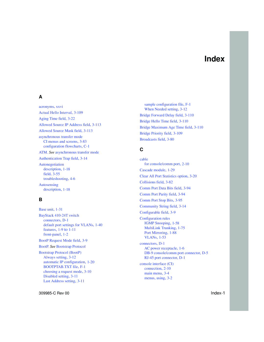 Nortel Networks 10BASE-T manual Index 