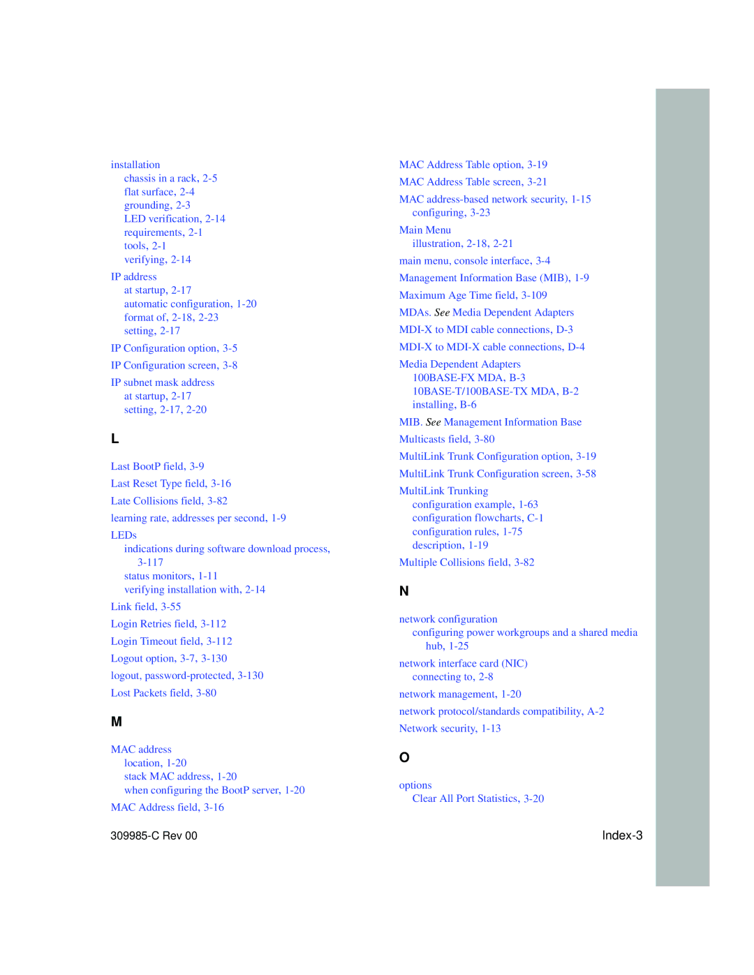 Nortel Networks 10BASE-T manual Index-3 