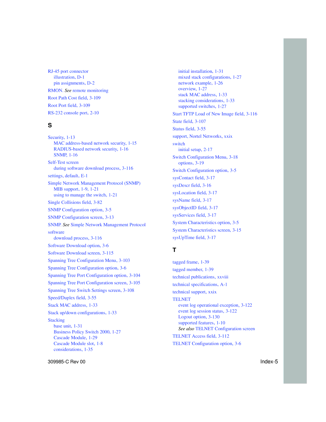 Nortel Networks 10BASE-T manual Index-5 