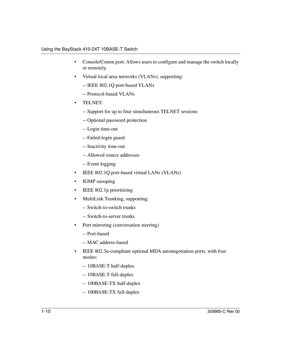 Nortel Networks 10BASE-T manual Telnet 