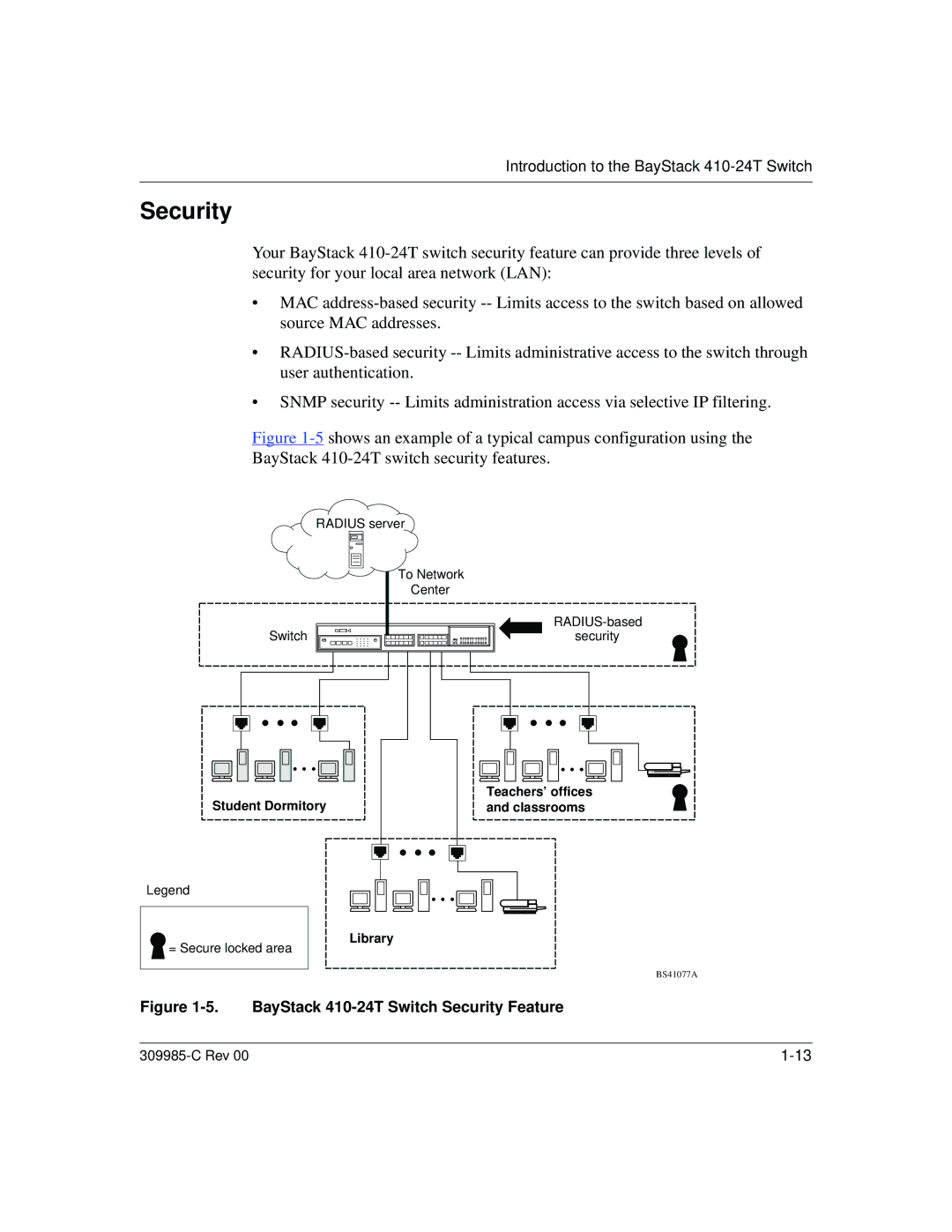 Nortel Networks 10BASE-T manual BayStack 410-24T Switch Security Feature 