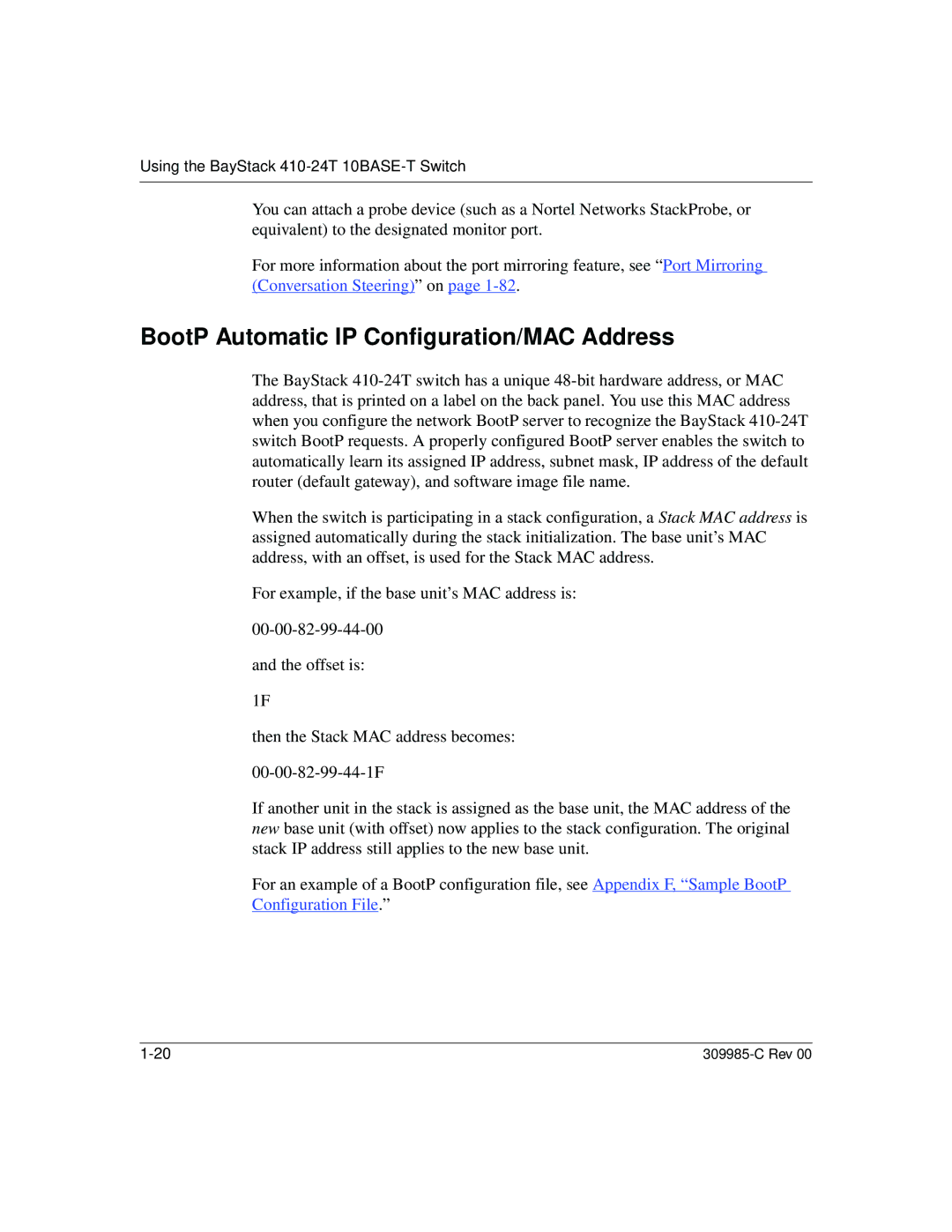 Nortel Networks 10BASE-T manual BootP Automatic IP Configuration/MAC Address 