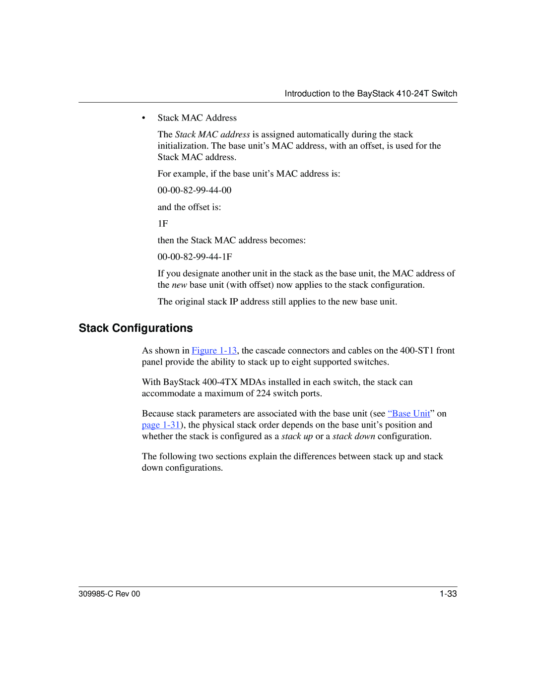 Nortel Networks 10BASE-T manual Stack Configurations 