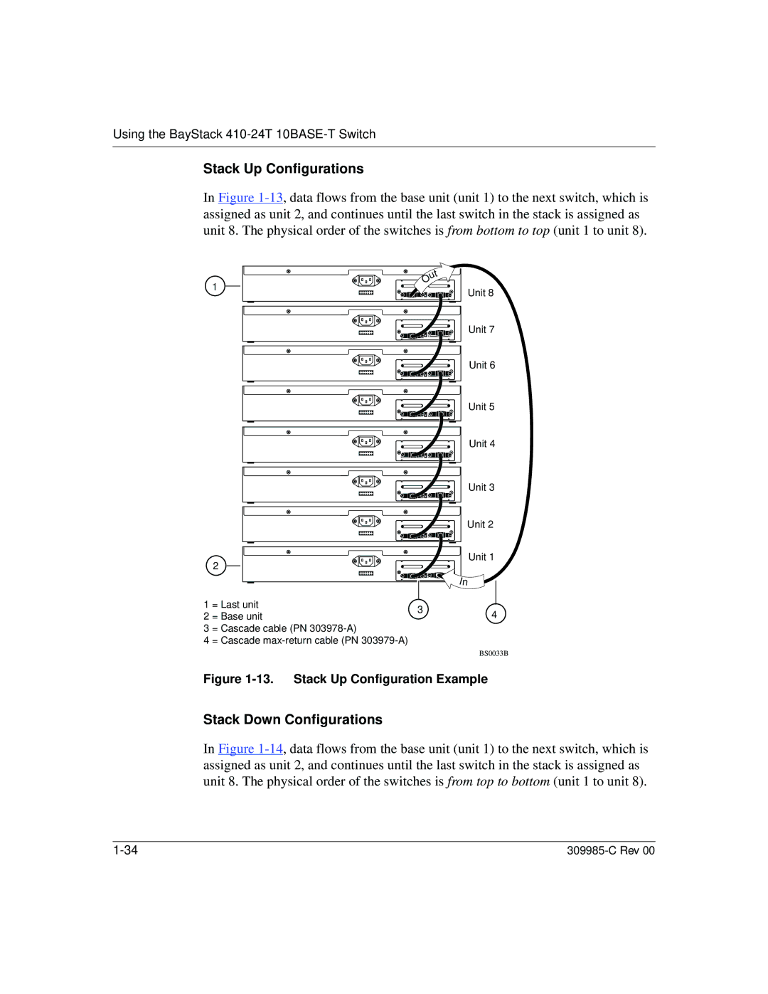 Nortel Networks 10BASE-T manual Stack Up Configurations, Stack Down Configurations 