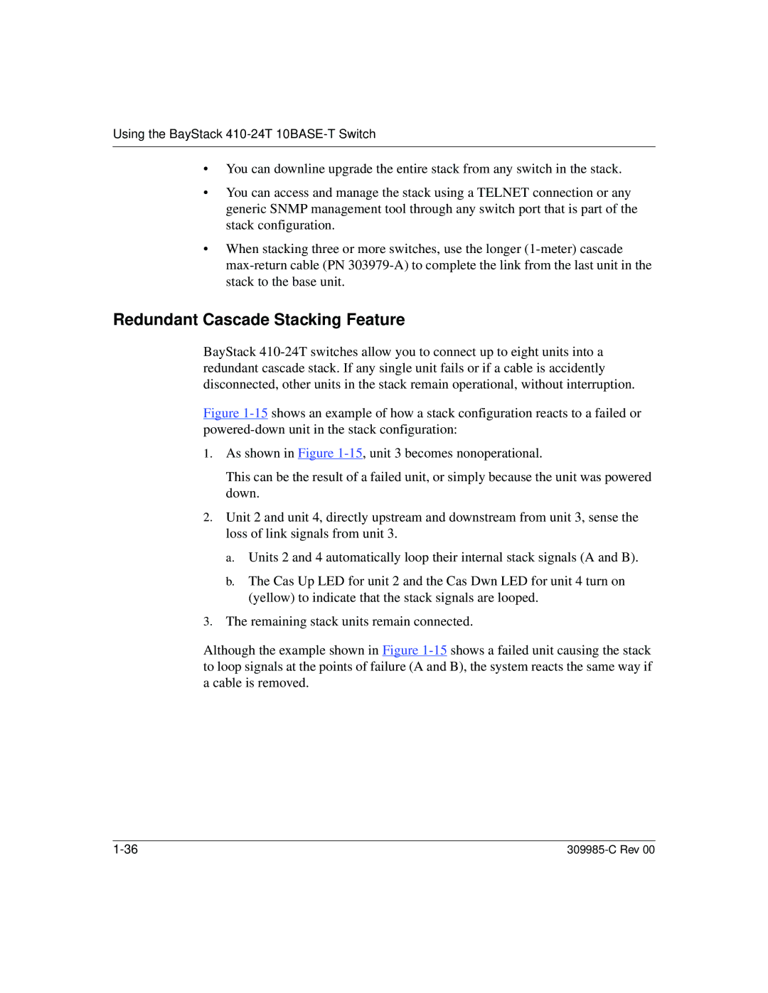 Nortel Networks 10BASE-T manual Redundant Cascade Stacking Feature 