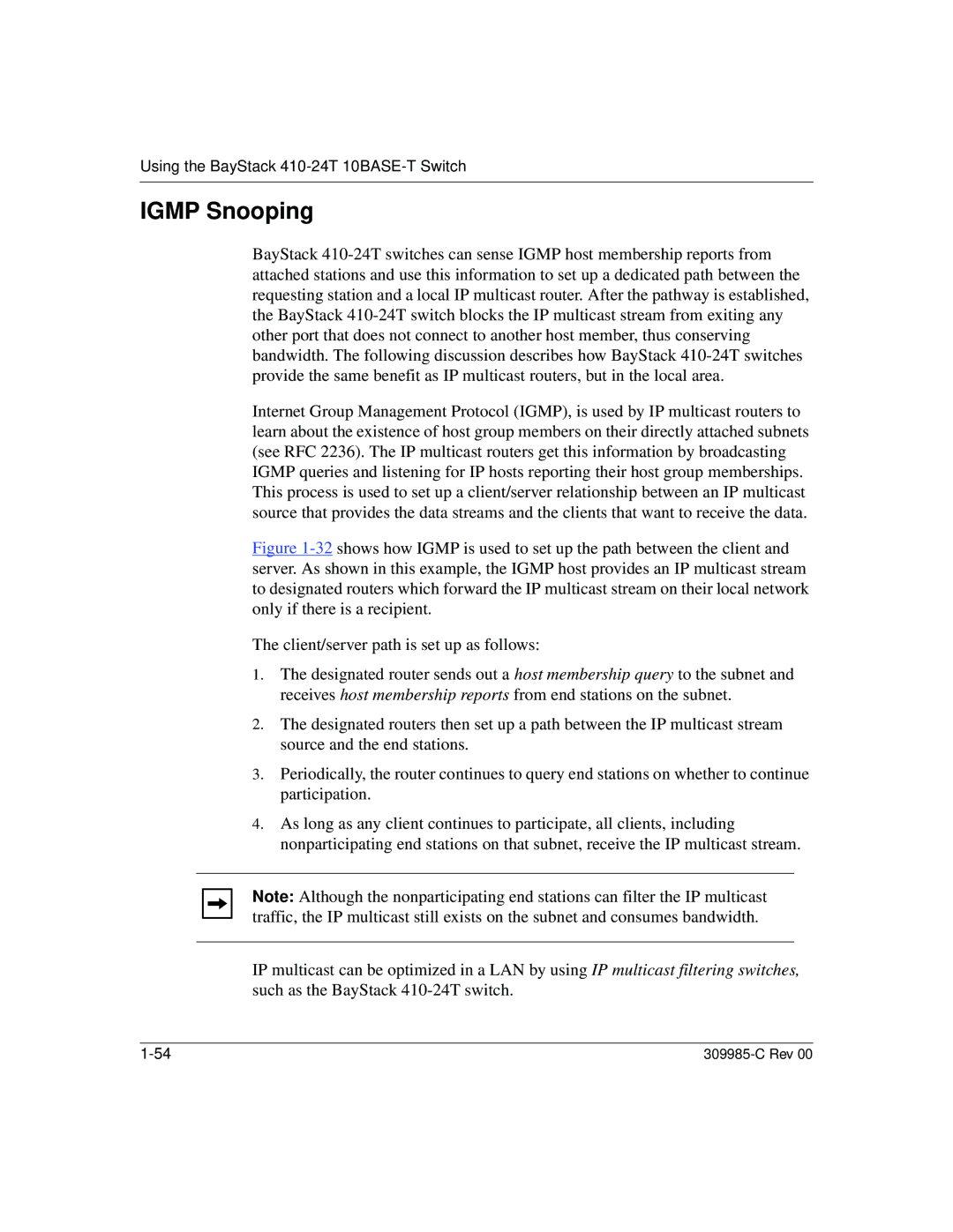 Nortel Networks 10BASE-T manual Igmp Snooping 