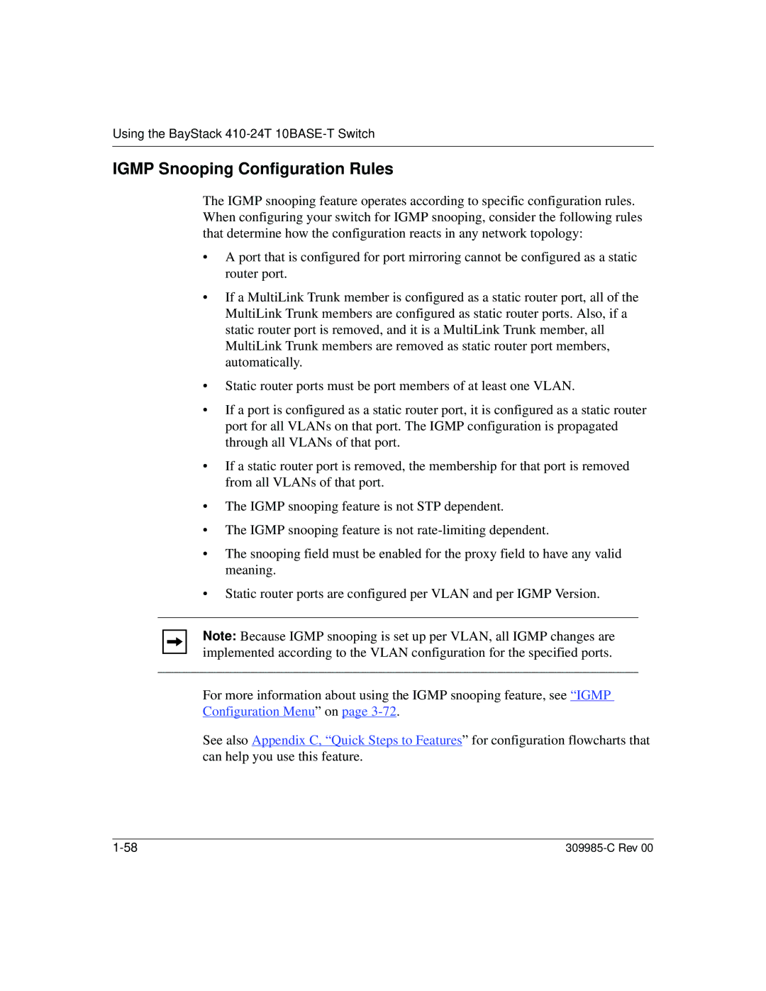 Nortel Networks 10BASE-T manual Igmp Snooping Configuration Rules 