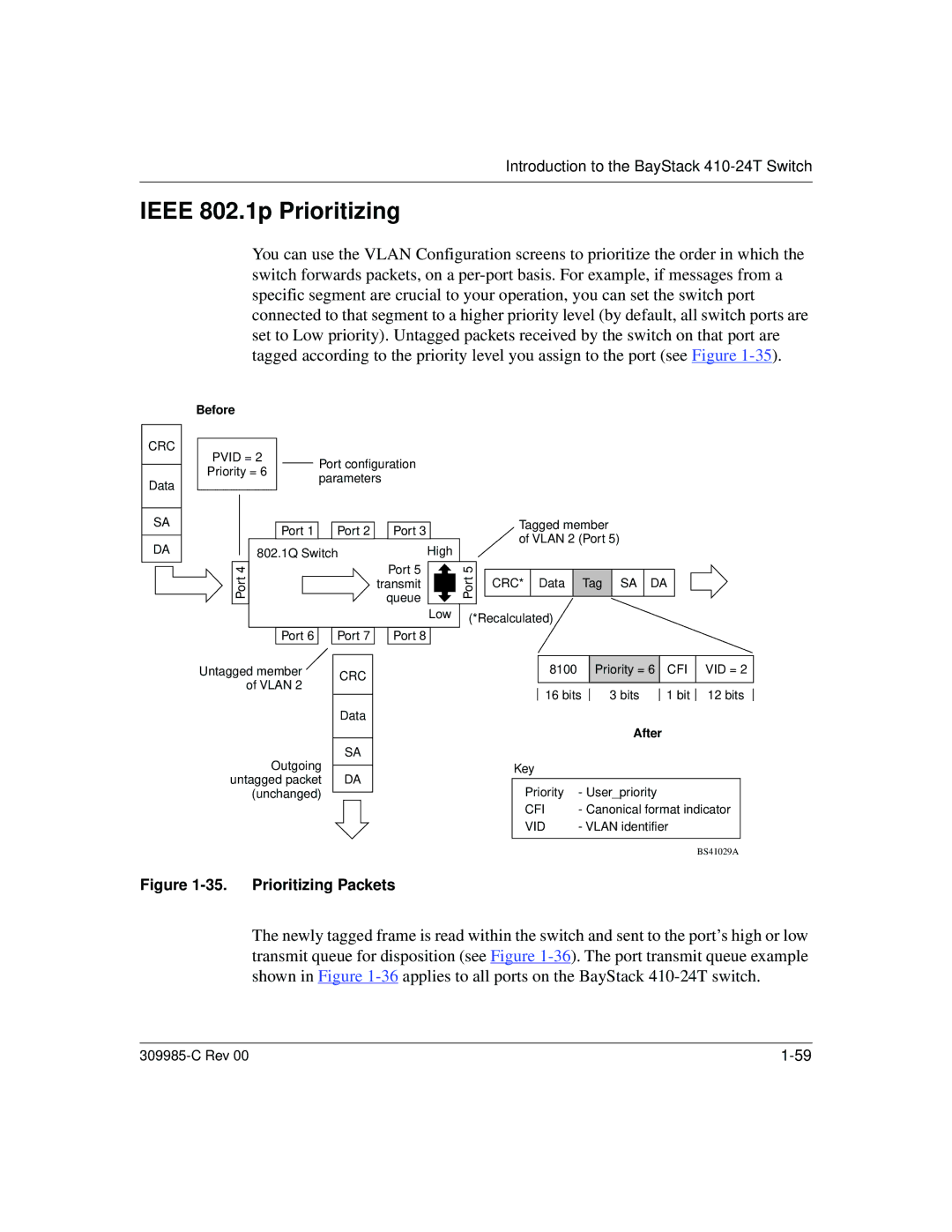 Nortel Networks 10BASE-T manual Ieee 802.1p Prioritizing, Prioritizing Packets 