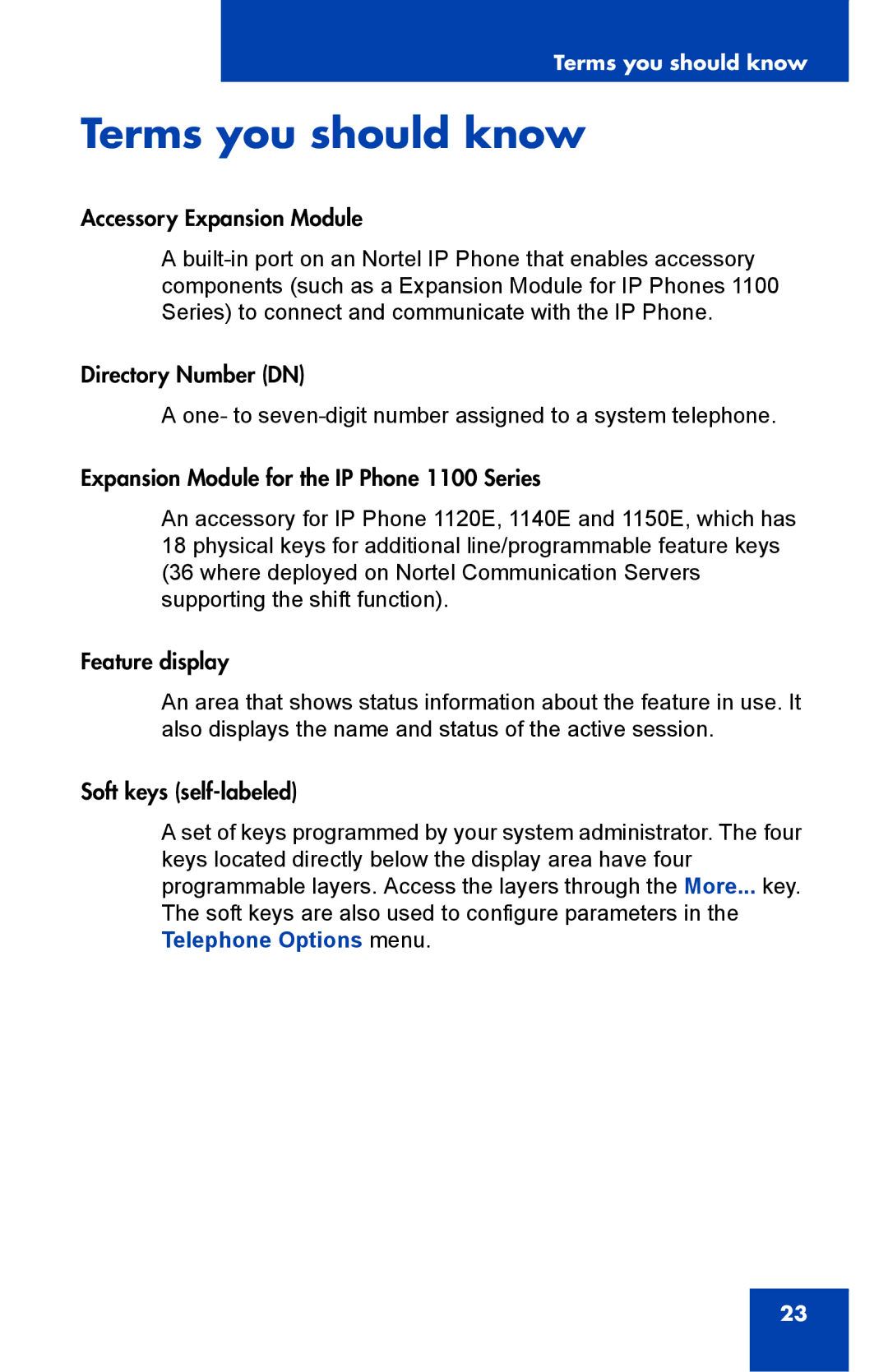 Nortel Networks 1100 manual Terms you should know 