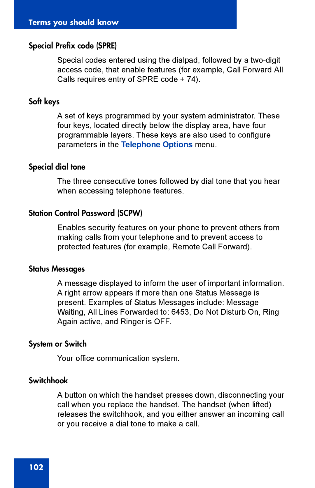 Nortel Networks 1110 manual 102 