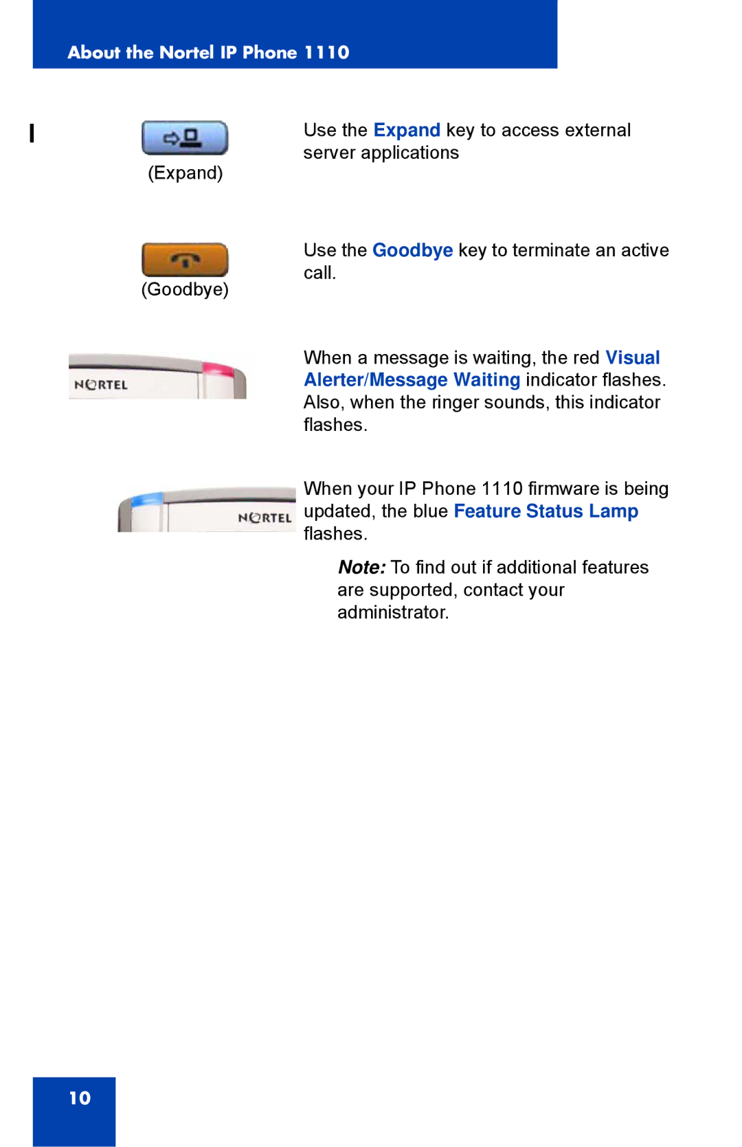 Nortel Networks 1110 manual About the Nortel IP Phone 