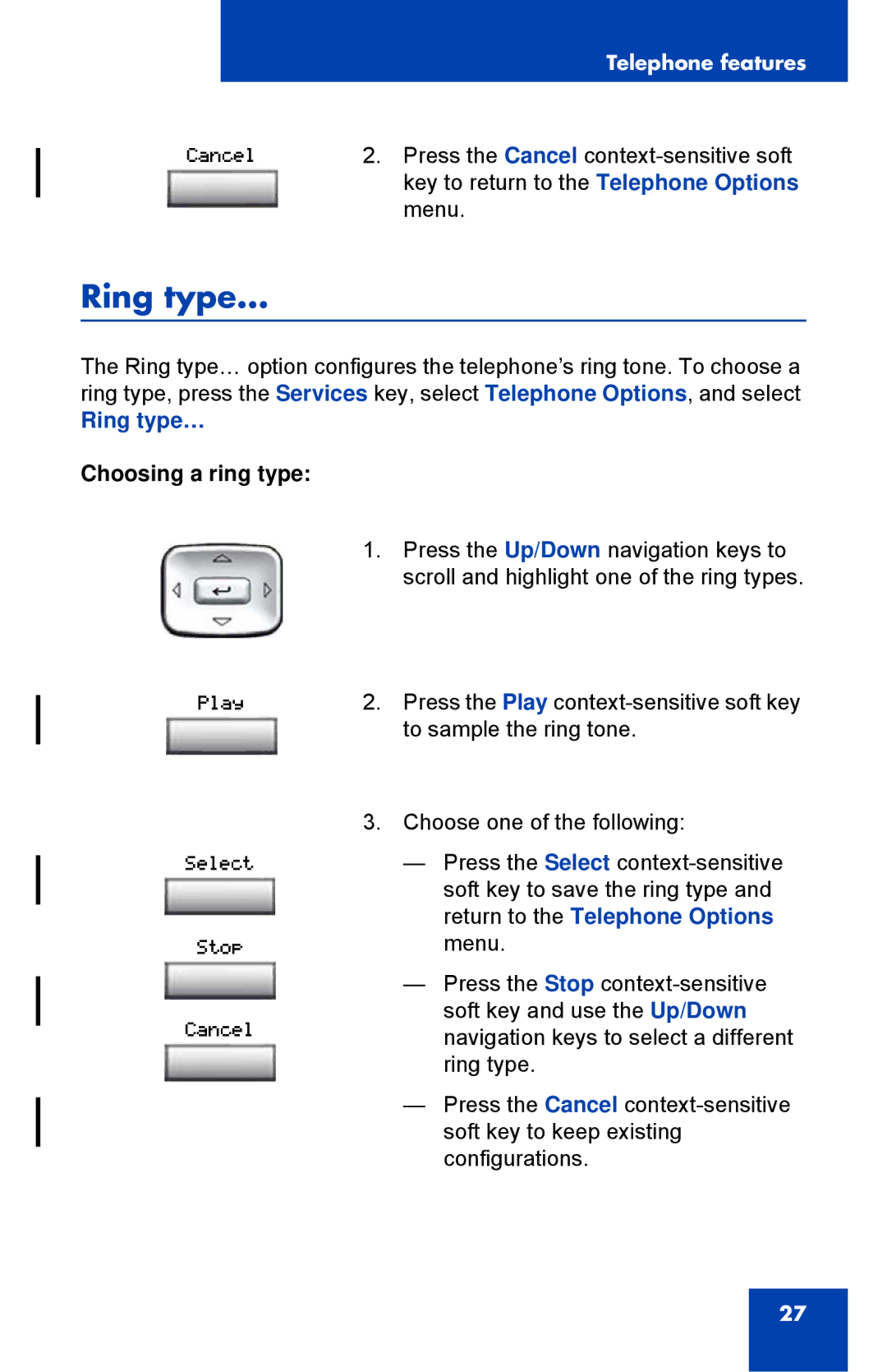 Nortel Networks 1110 manual Ring type…, Choosing a ring type 