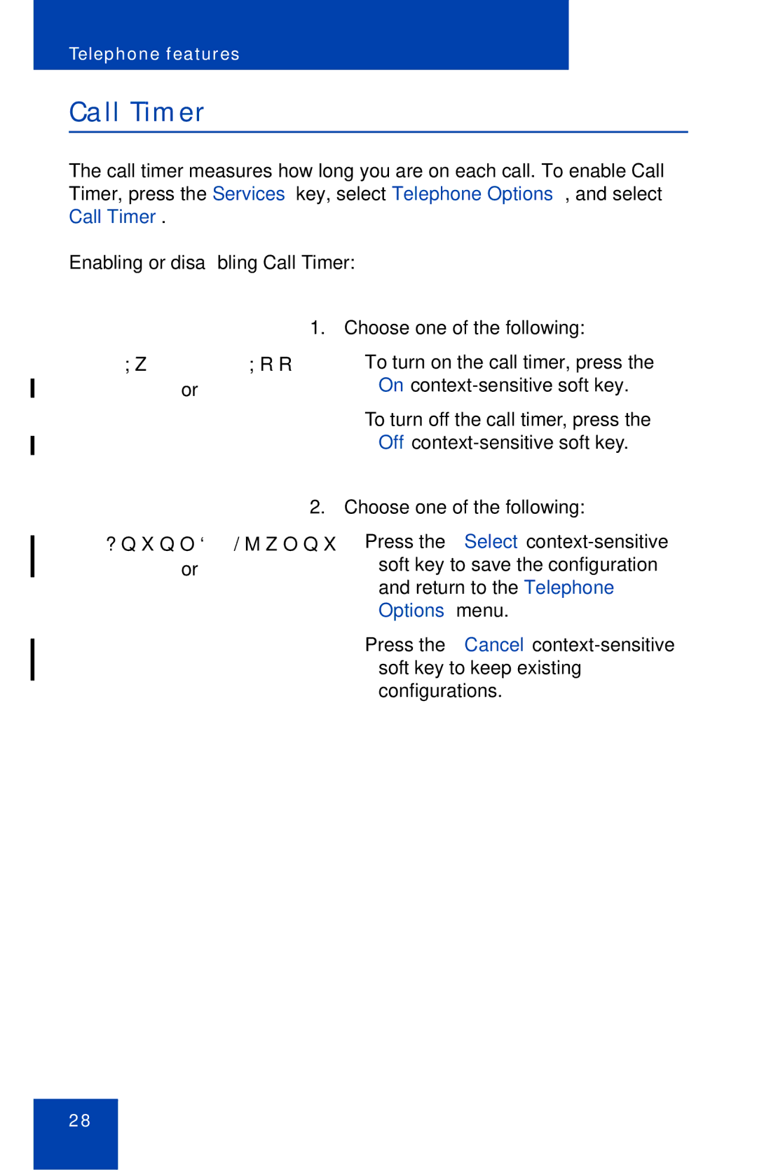 Nortel Networks 1110 manual Enabling or disabling Call Timer 