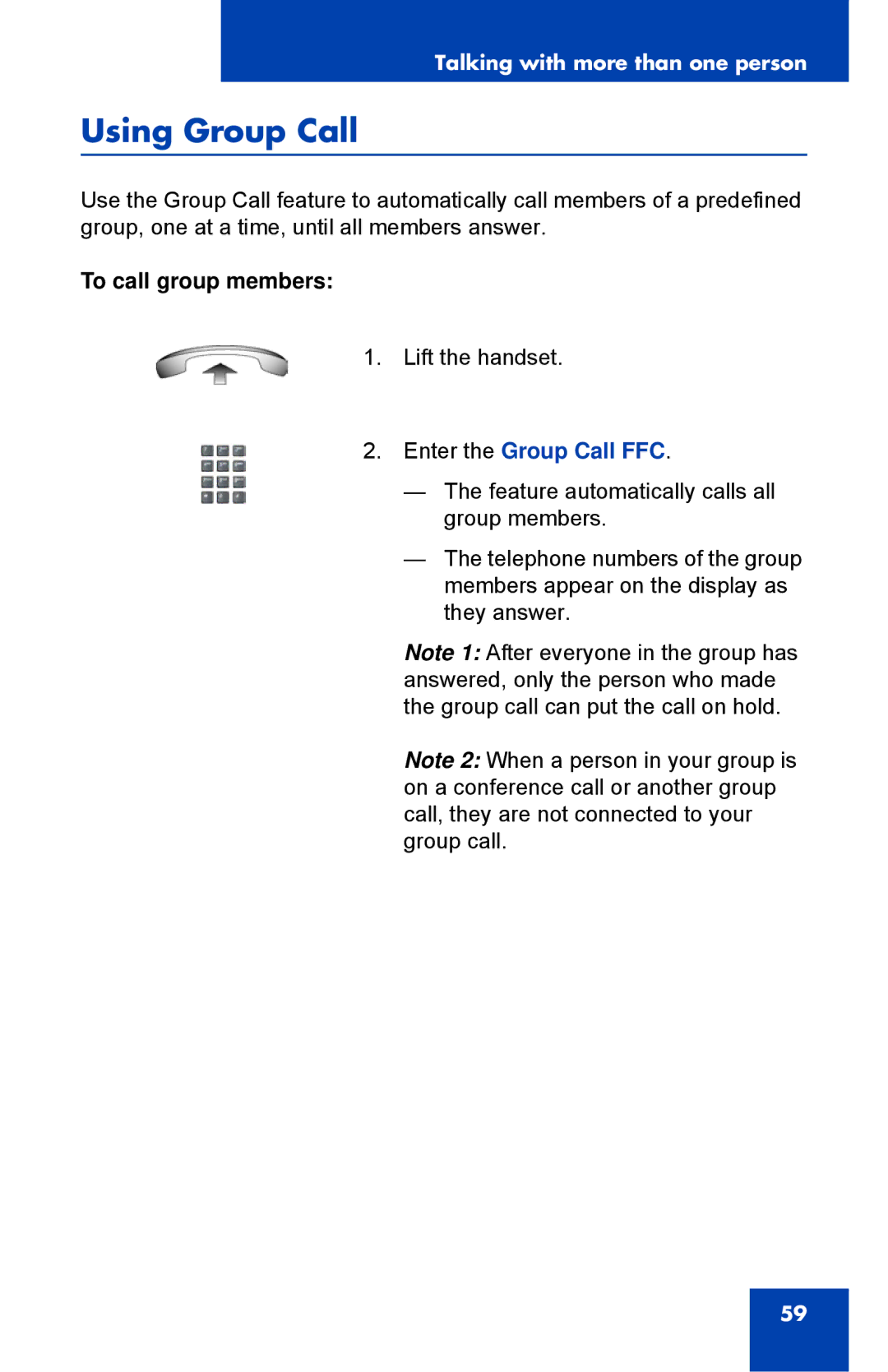 Nortel Networks 1110 manual Using Group Call, To call group members, Enter the Group Call FFC 