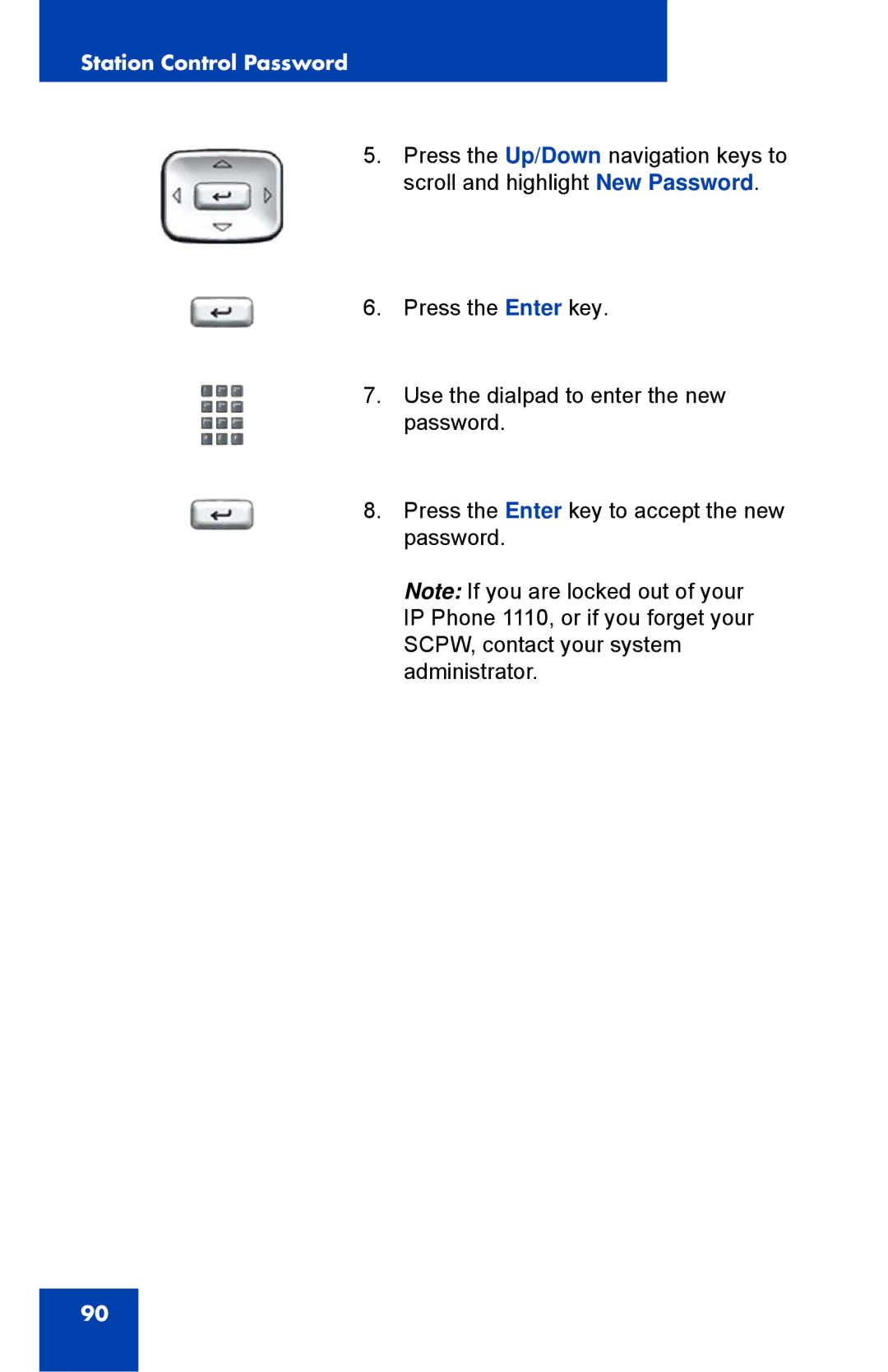 Nortel Networks 1110 manual Station Control Password 