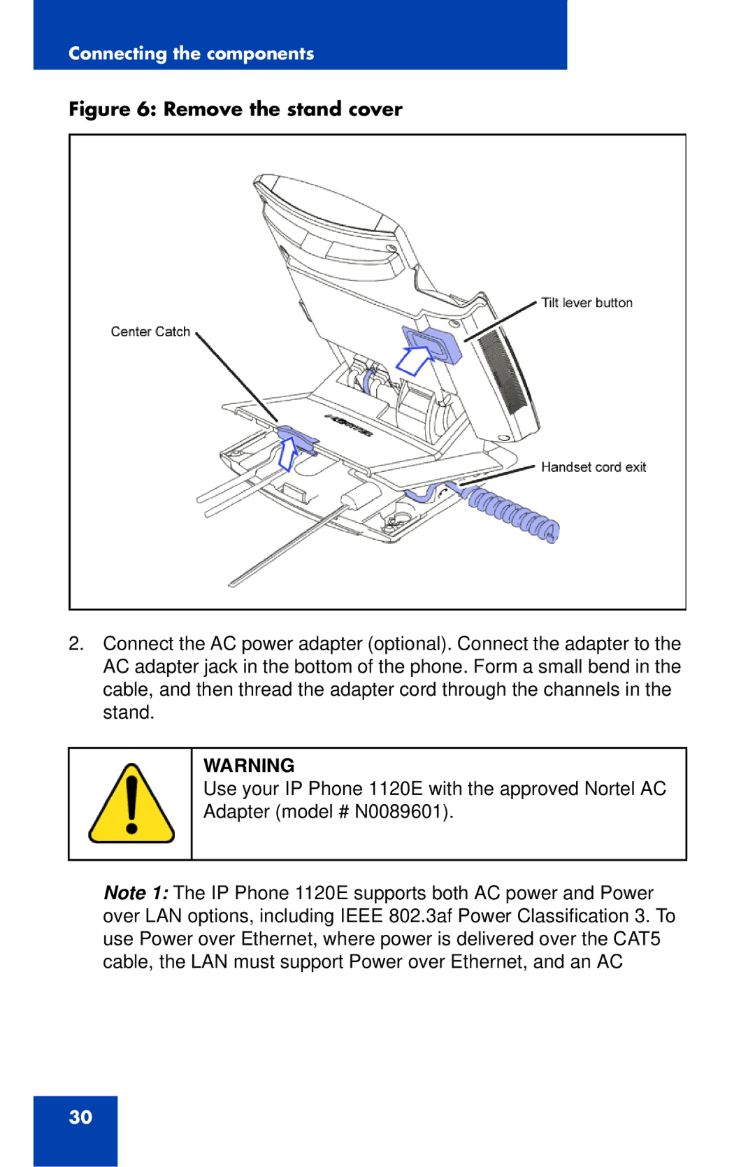 Nortel Networks 1120 manual Remove the stand cover 