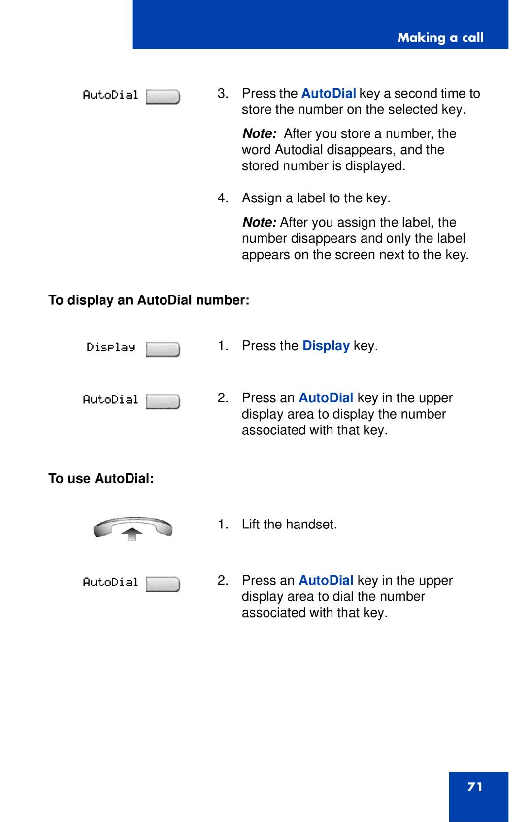 Nortel Networks 1120 manual To display an AutoDial number, To use AutoDial 