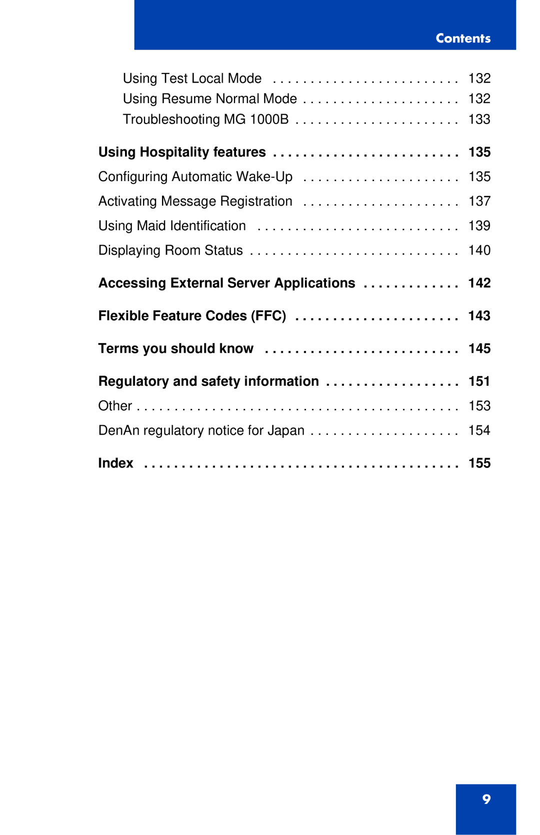 Nortel Networks 1120 manual Using Hospitality features, Index 