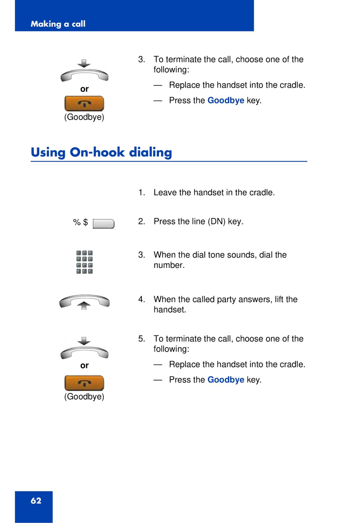 Nortel Networks 1120E manual Using On-hook dialing 