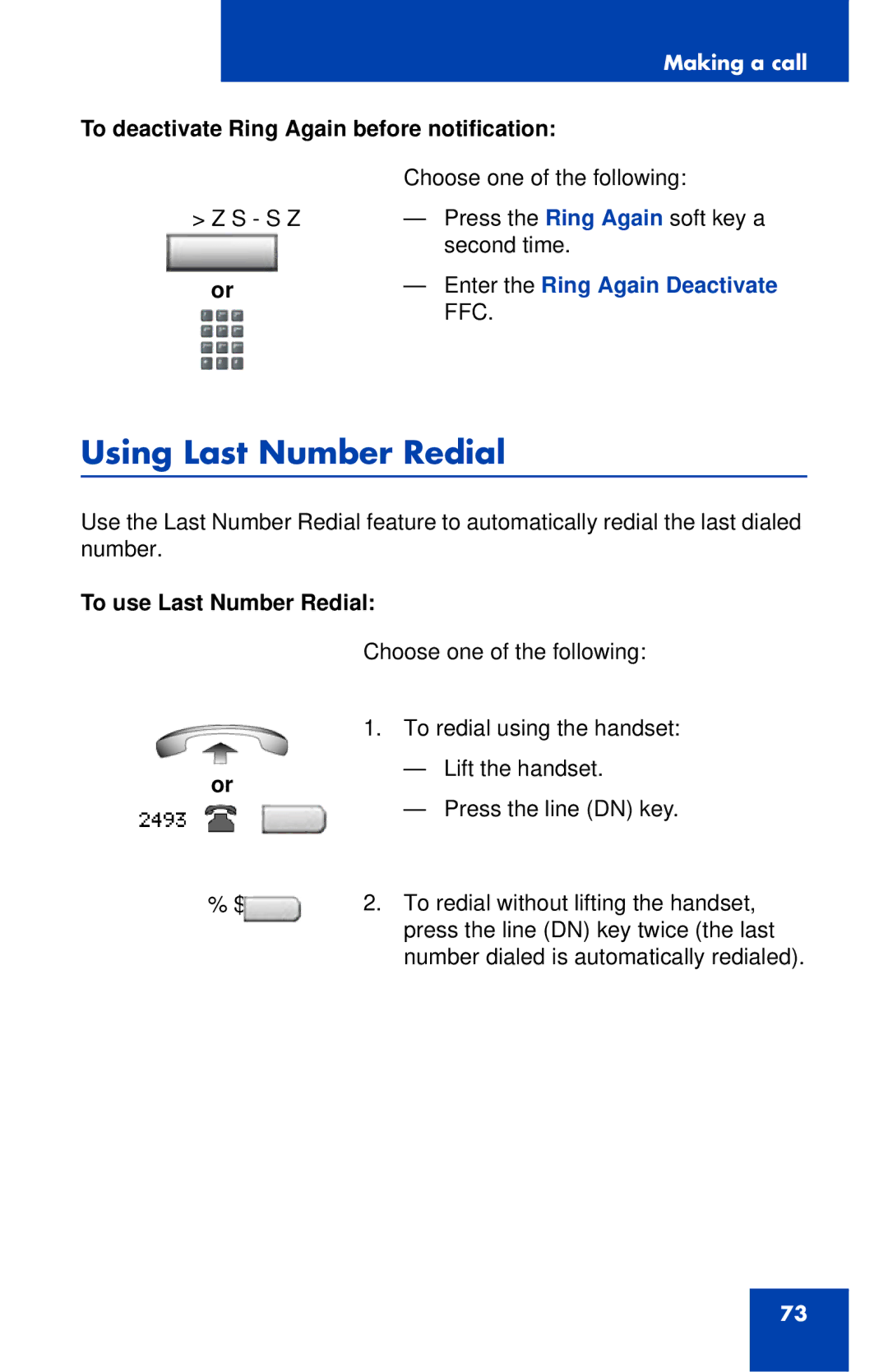 Nortel Networks 1120E Using Last Number Redial, To deactivate Ring Again before notification, To use Last Number Redial 