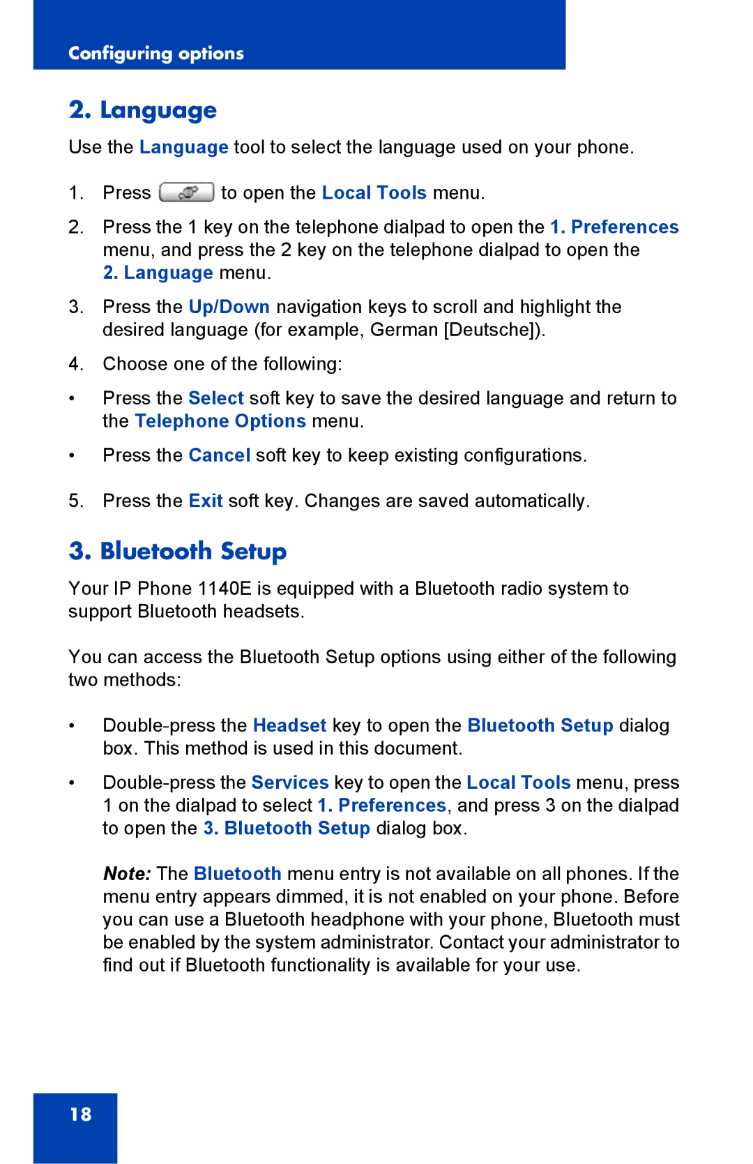 Nortel Networks 1140E manual Language 