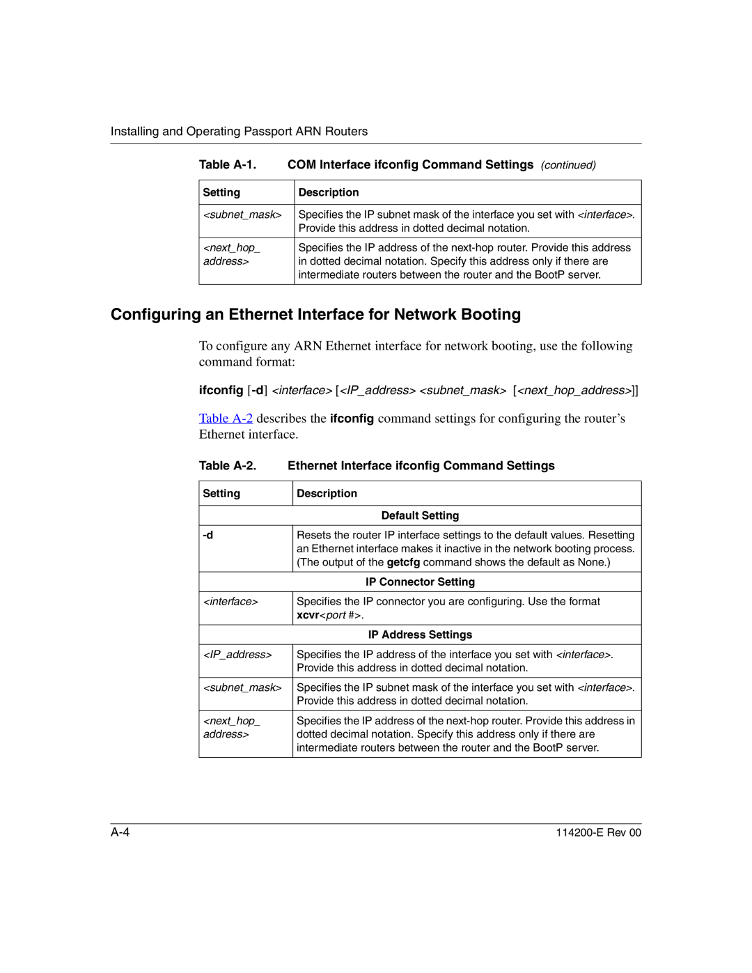 Nortel Networks 114200-E manual Configuring an Ethernet Interface for Network Booting 