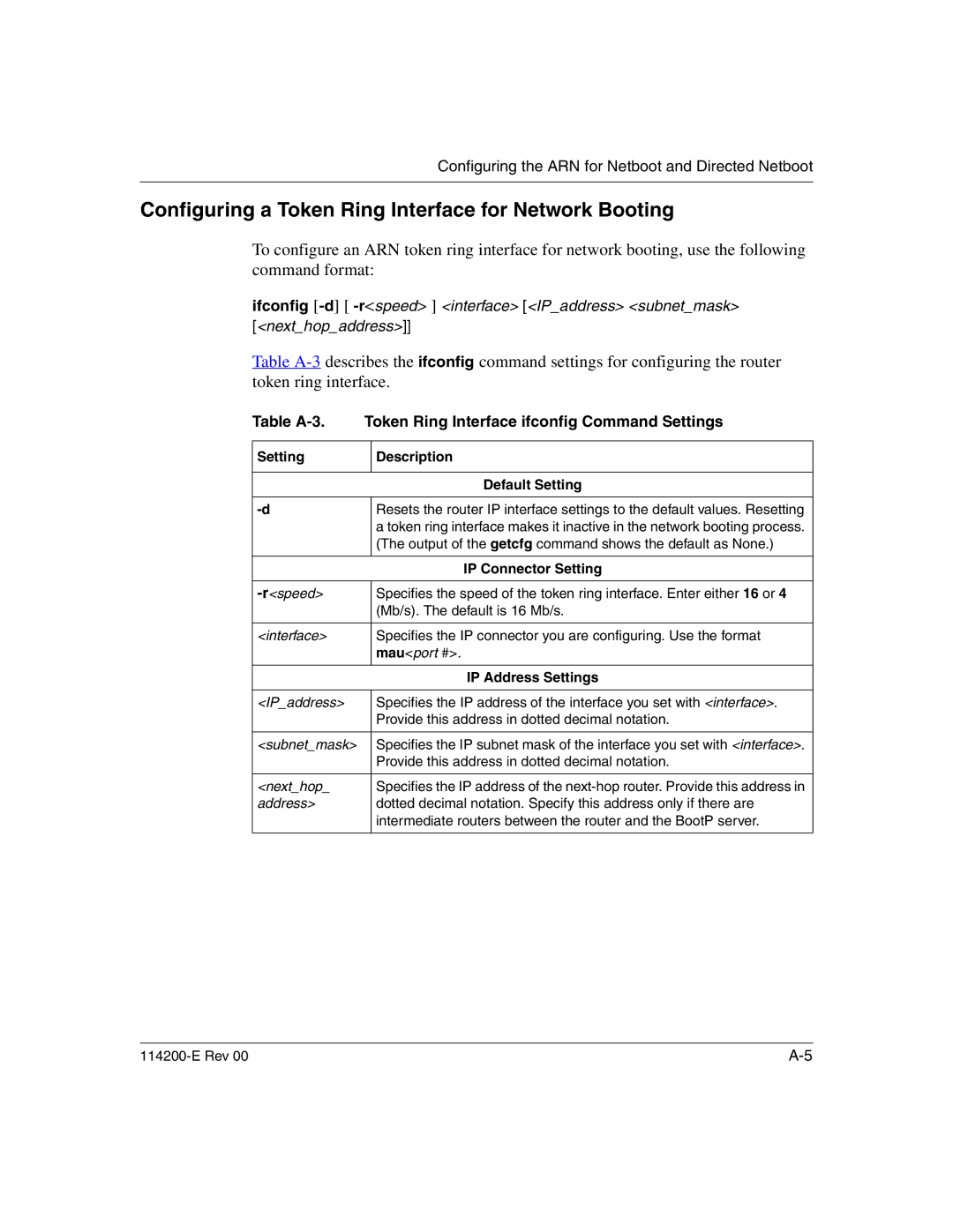 Nortel Networks 114200-E manual Configuring a Token Ring Interface for Network Booting 