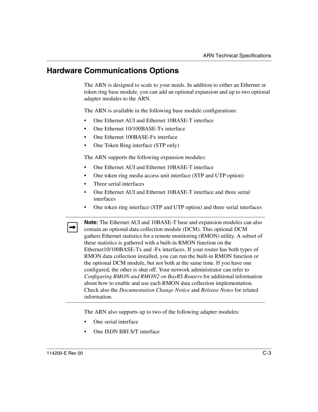 Nortel Networks 114200-E manual Hardware Communications Options 