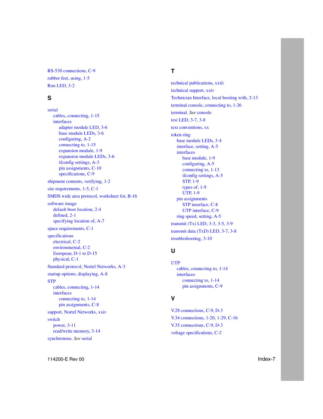 Nortel Networks 114200-E manual Index-7 