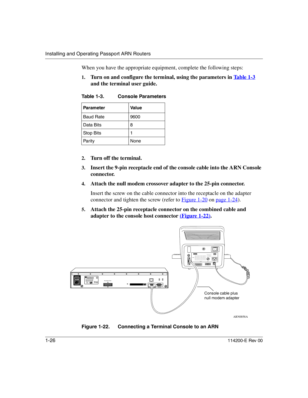 Nortel Networks 114200-E manual Console Parameters, Parameter Value 