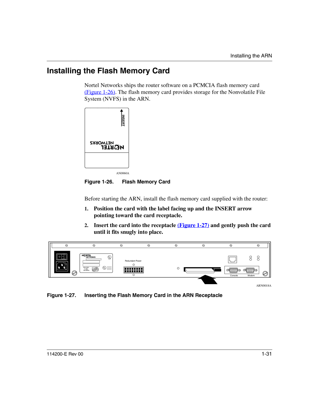 Nortel Networks 114200-E manual Installing the Flash Memory Card 