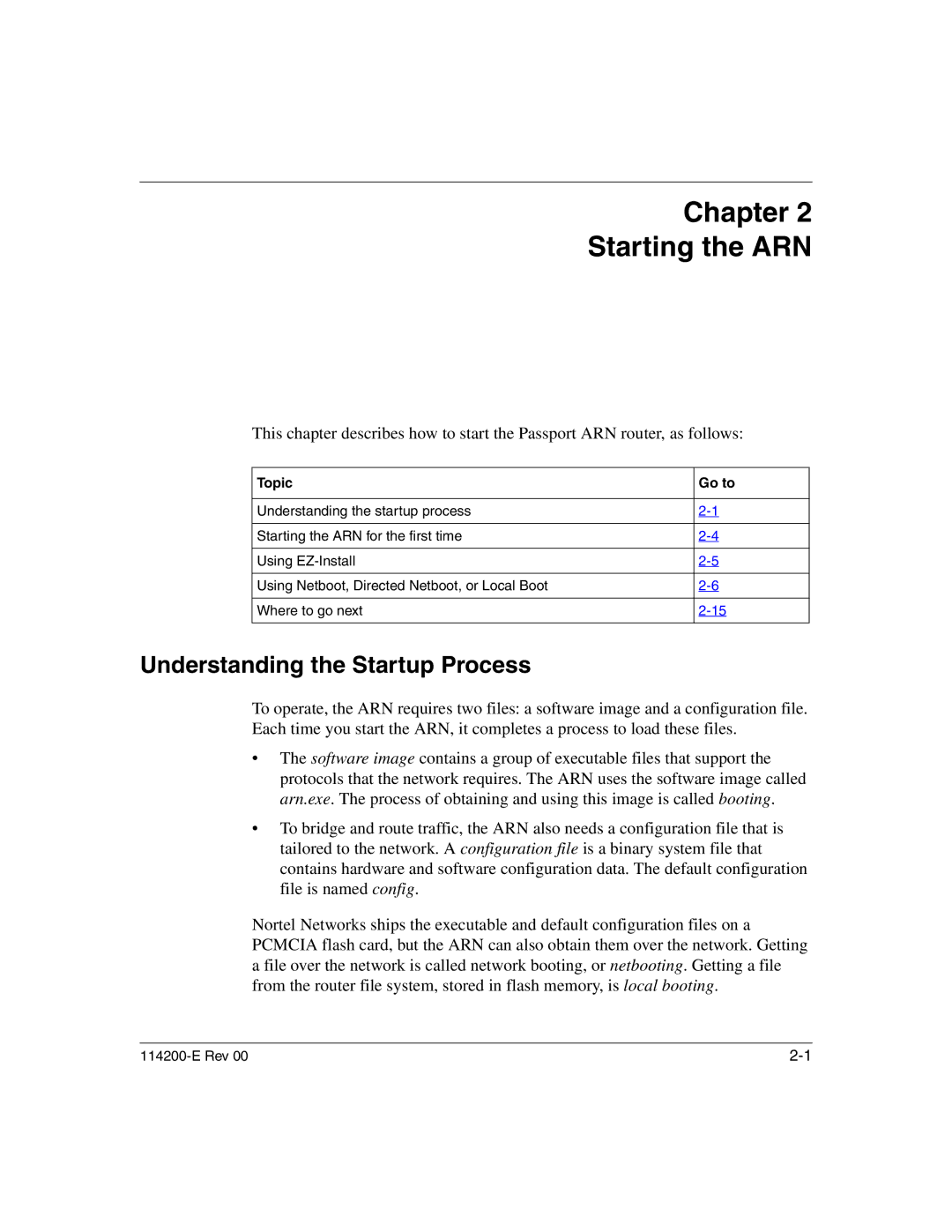 Nortel Networks 114200-E manual Understanding the Startup Process, Topic Go to 