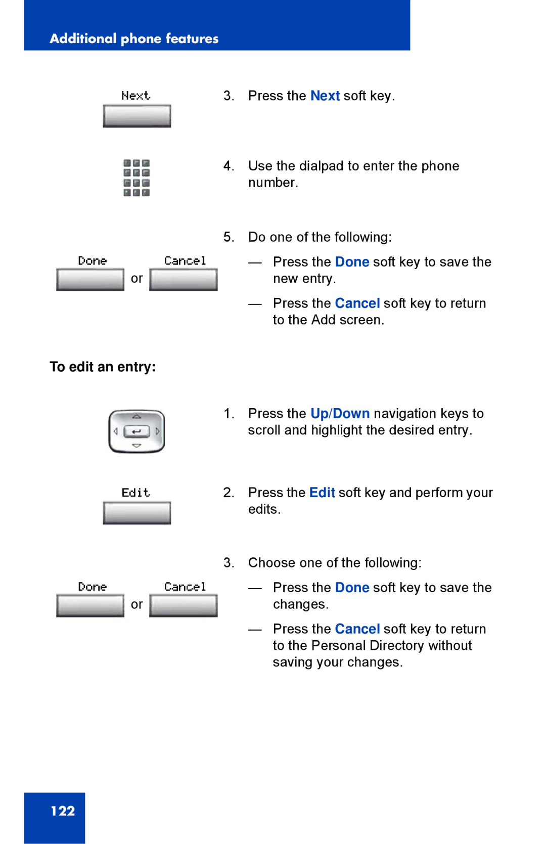 Nortel Networks 1150E manual To edit an entry 