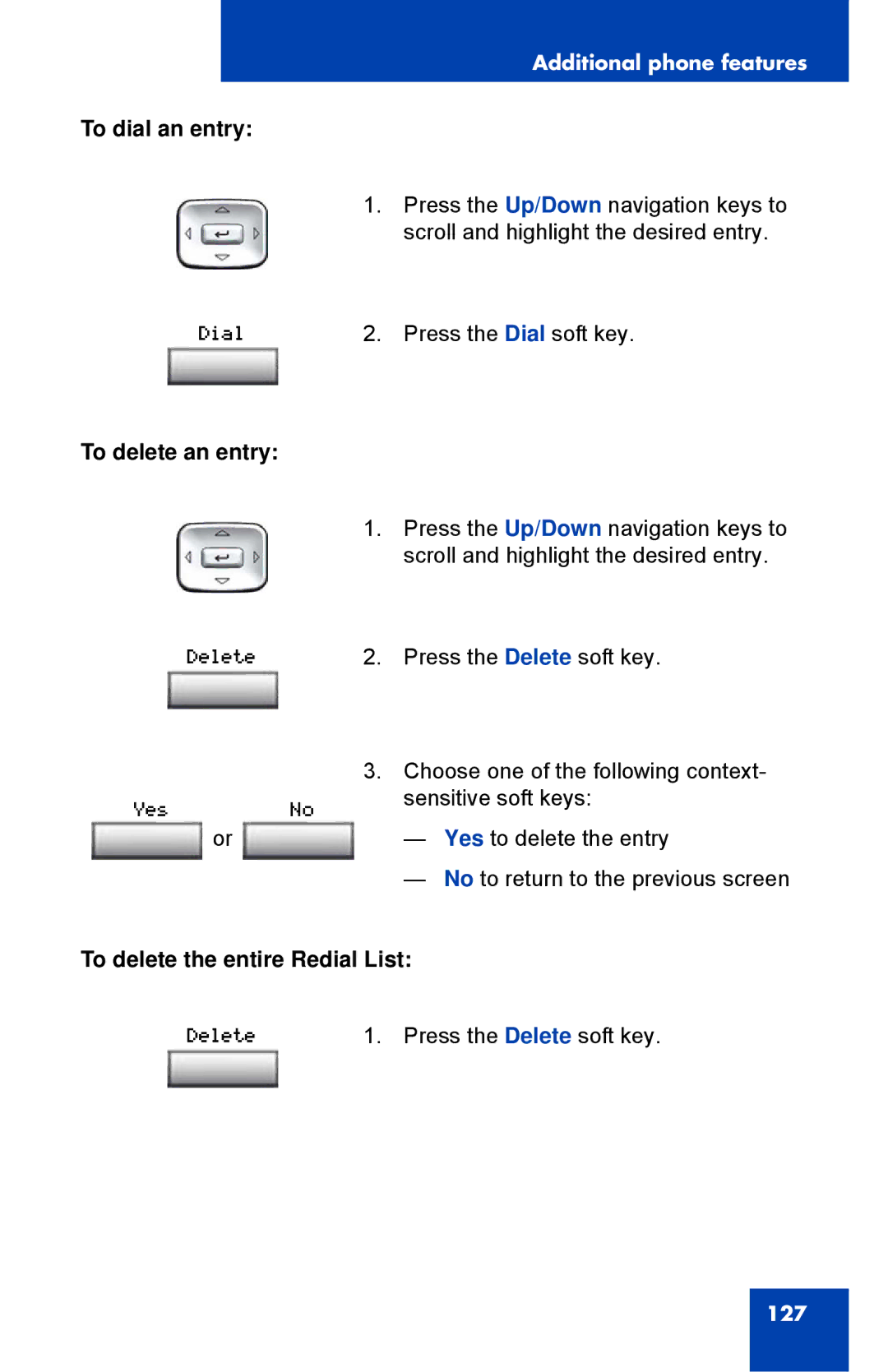 Nortel Networks 1150E manual To delete the entire Redial List 