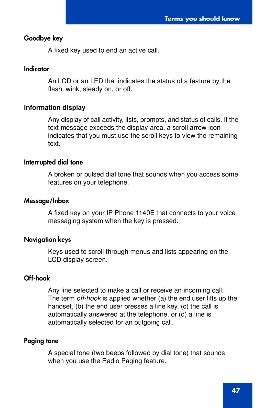 Nortel Networks 1165E manual Information display 