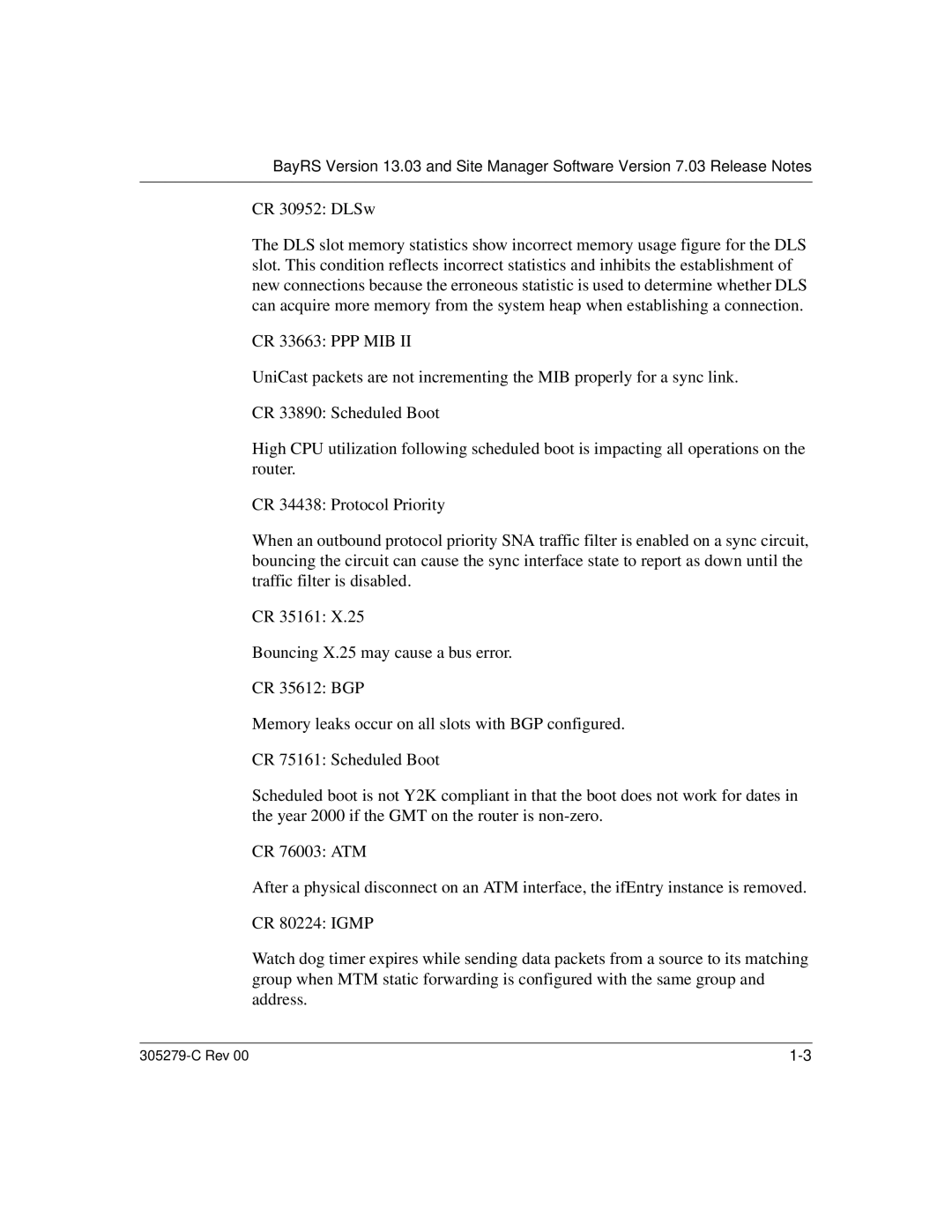 Nortel Networks 13.03 manual CR 30952 DLSw 