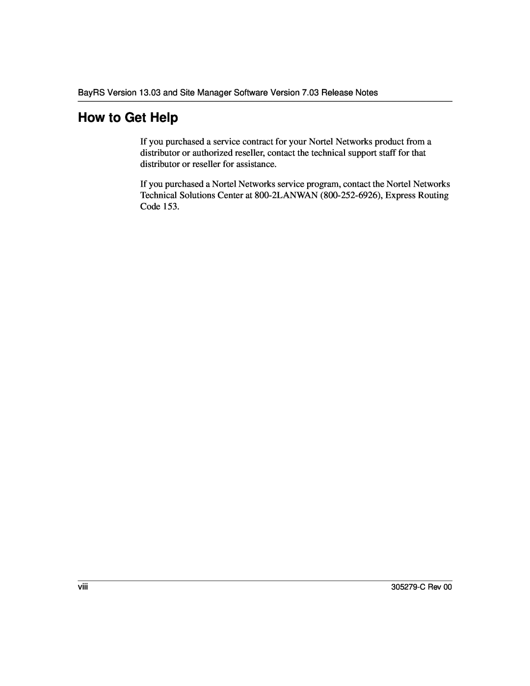 Nortel Networks 13.03 manual How to Get Help, viii 
