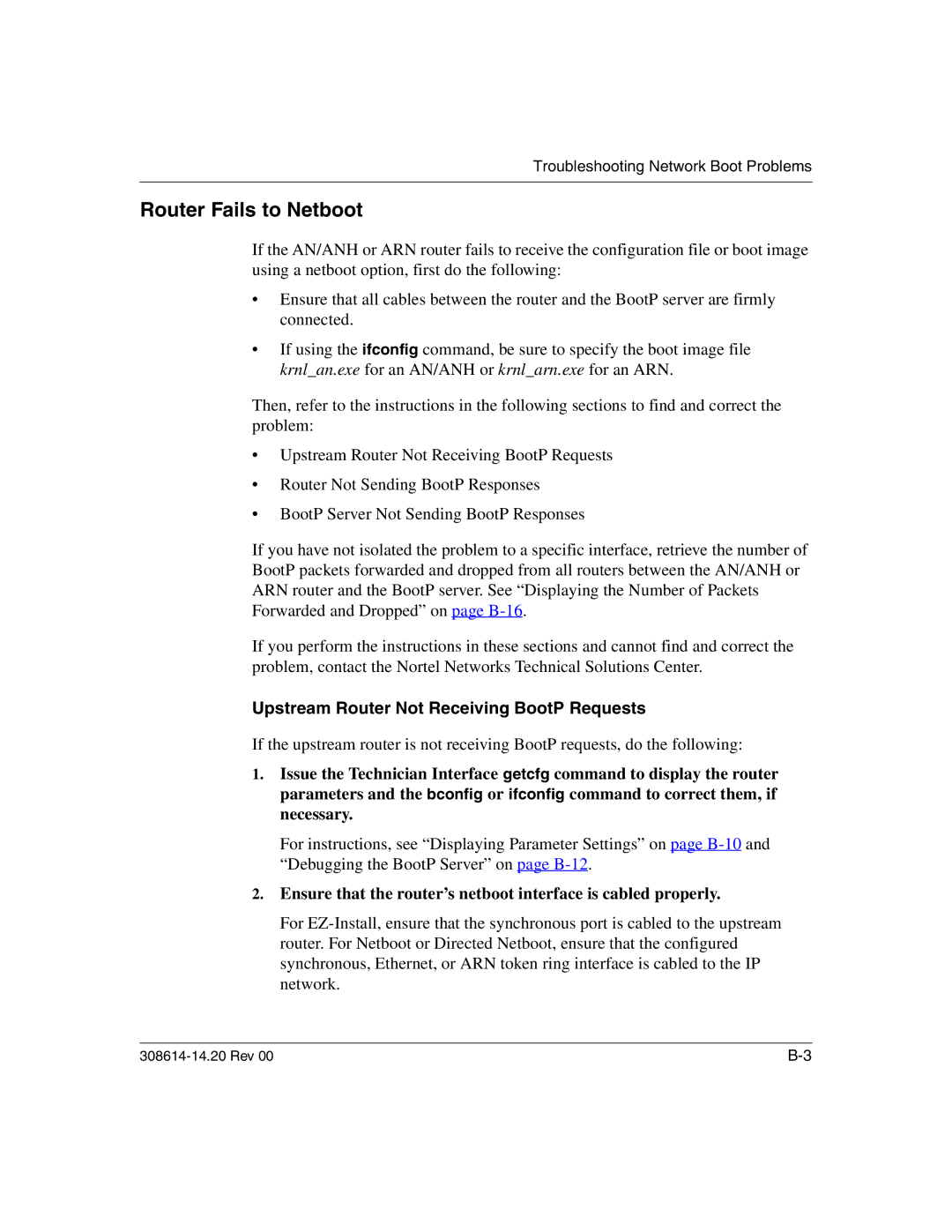 Nortel Networks 14.2 manual Router Fails to Netboot 