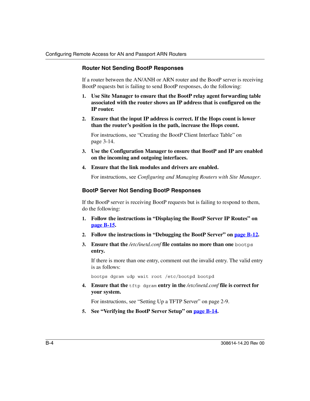 Nortel Networks 14.2 manual Router Not Sending BootP Responses, BootP Server Not Sending BootP Responses 