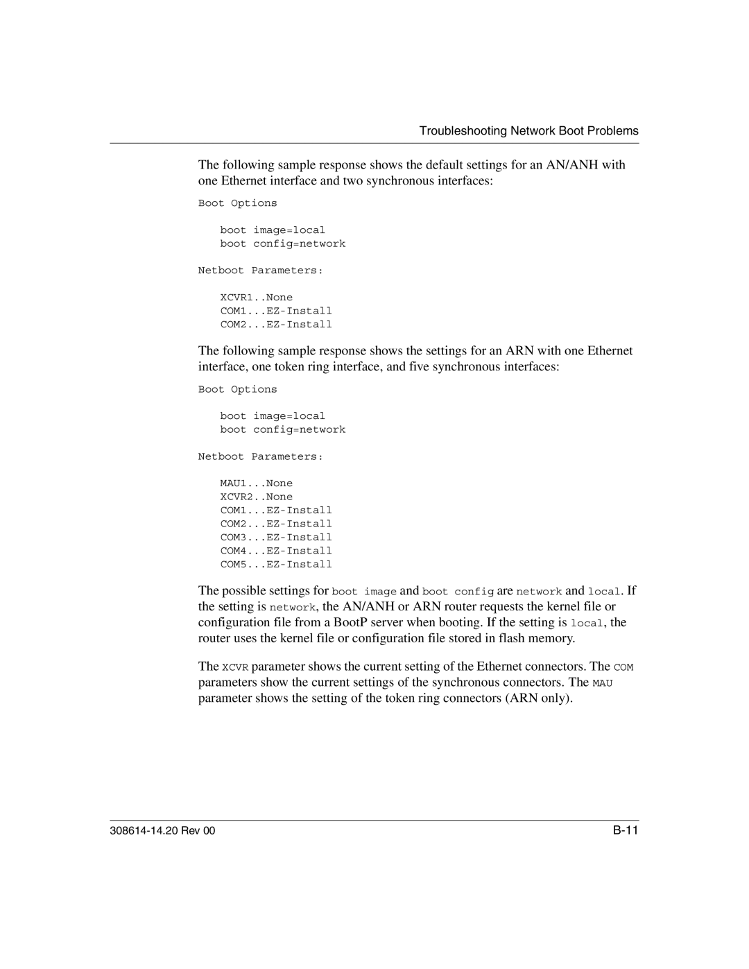 Nortel Networks 14.2 manual Troubleshooting Network Boot Problems 