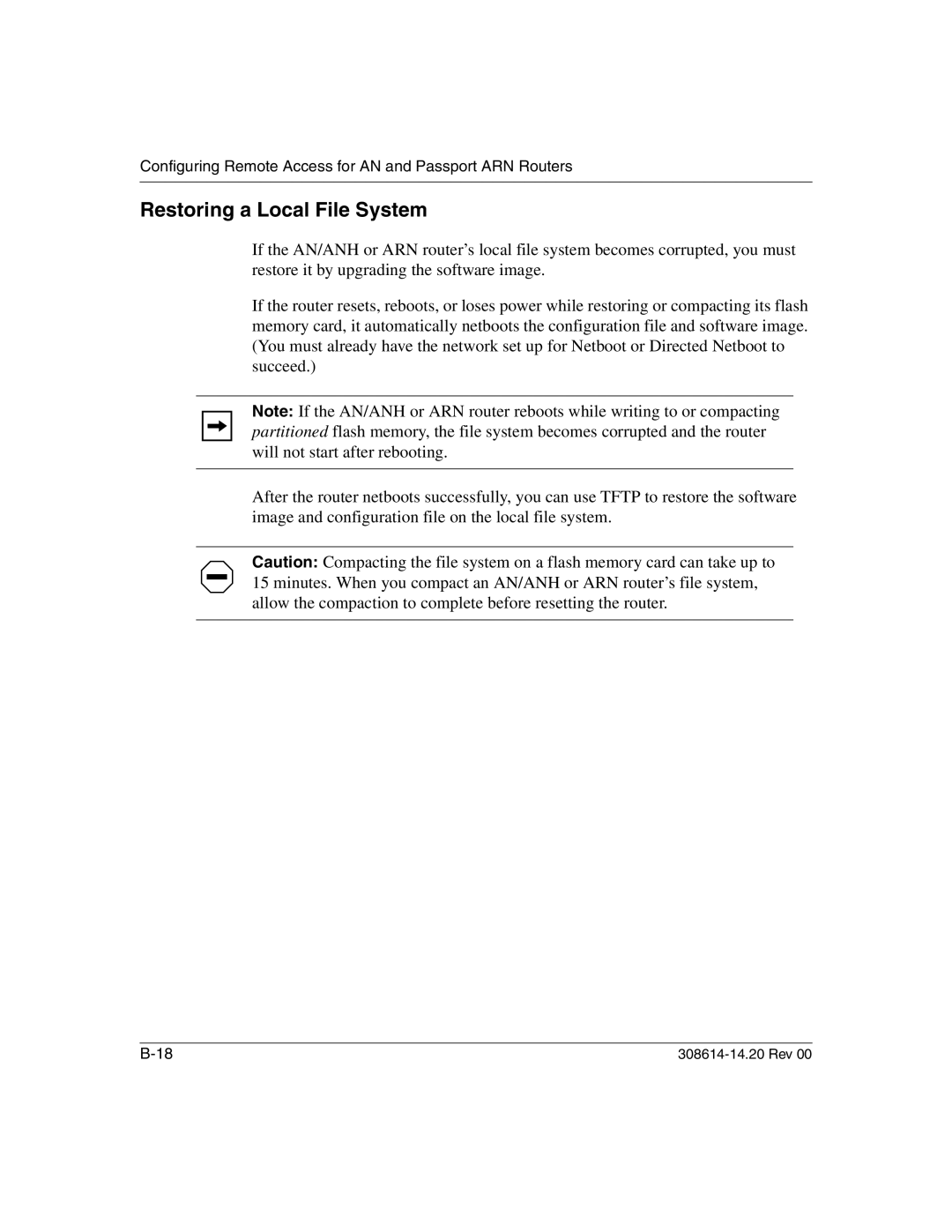 Nortel Networks 14.2 manual Restoring a Local File System 