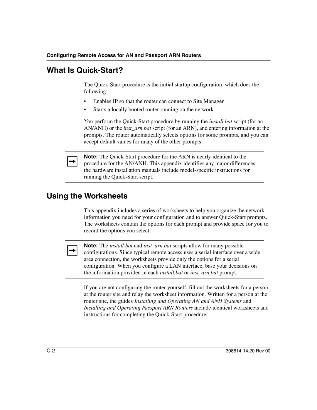 Nortel Networks 14.2 What Is Quick-Start?, Using the Worksheets, Configuring Remote Access for AN and Passport ARN Routers 