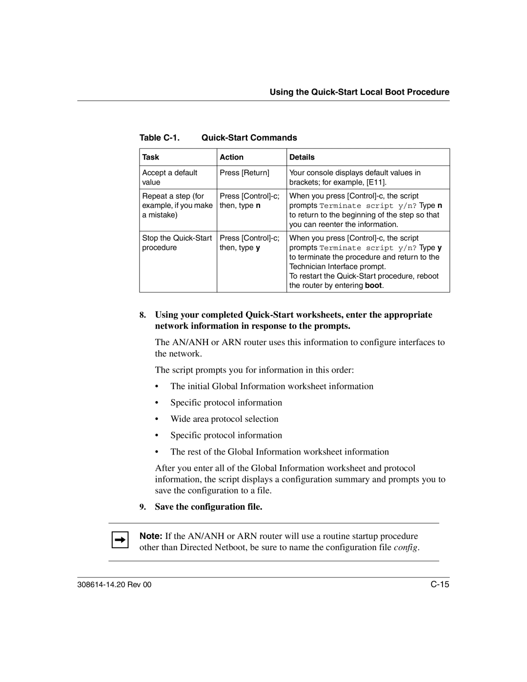 Nortel Networks 14.2 manual Save the configuration file, Task Action Details 