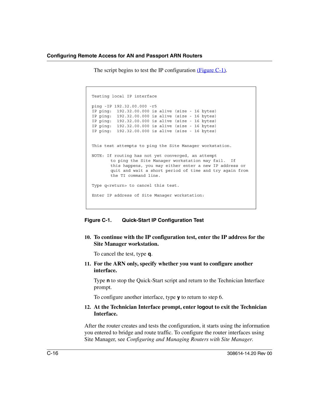 Nortel Networks 14.2 manual To cancel the test, type q 