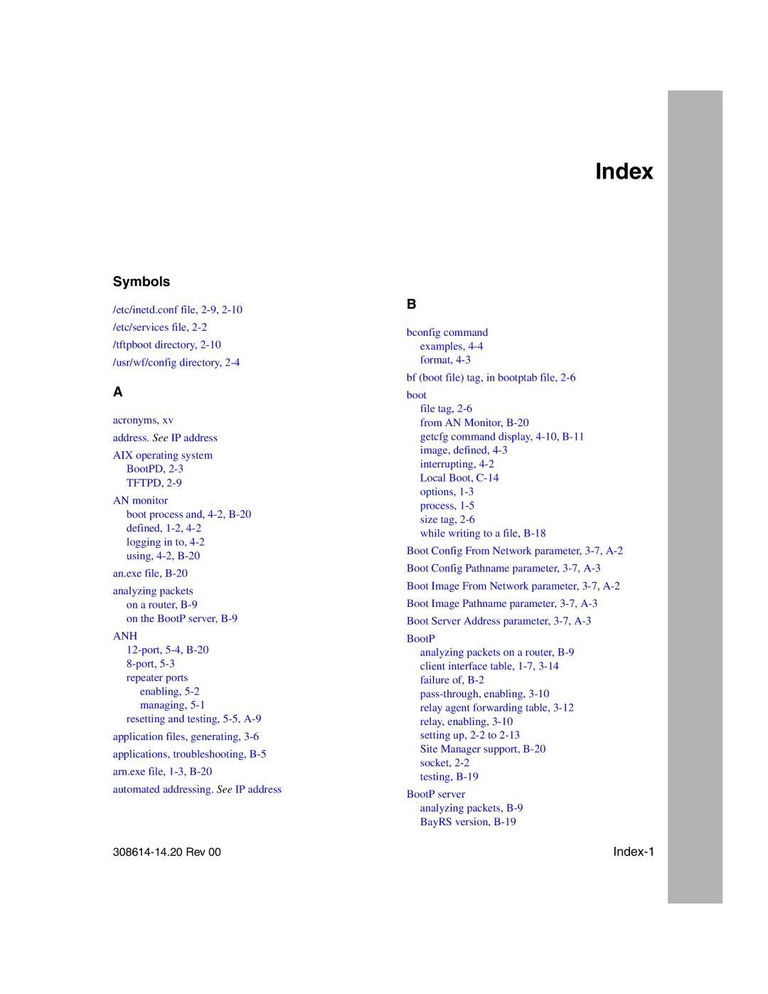 Nortel Networks 14.2 manual Index, Symbols 